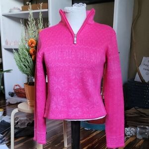 Bright Pink Half-Zip Sweater
